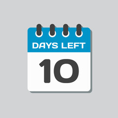 Countdown daily page calendar icon - 10 days left