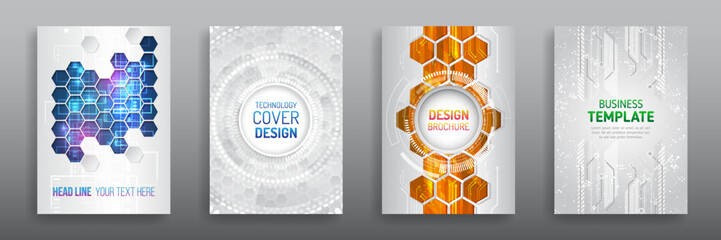 Science cover design for business presentation. Hi-tech brochure flyer template. Abstract futuristic design concept. Technology background design, booklet, leaflet, annual report layout.