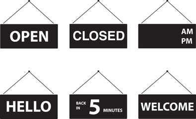 Rótulos para comercios en blanco y negro. Icono vector © Mercedes Fittipaldi