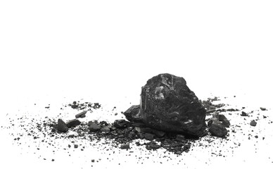 Pile black coal isolated on white background