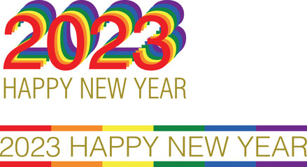 Obraz premium Feliz Año nuevo 2023 diseño de texto. Icono vector