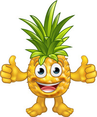 Cartoon Pineapple Fruit Mascot Character