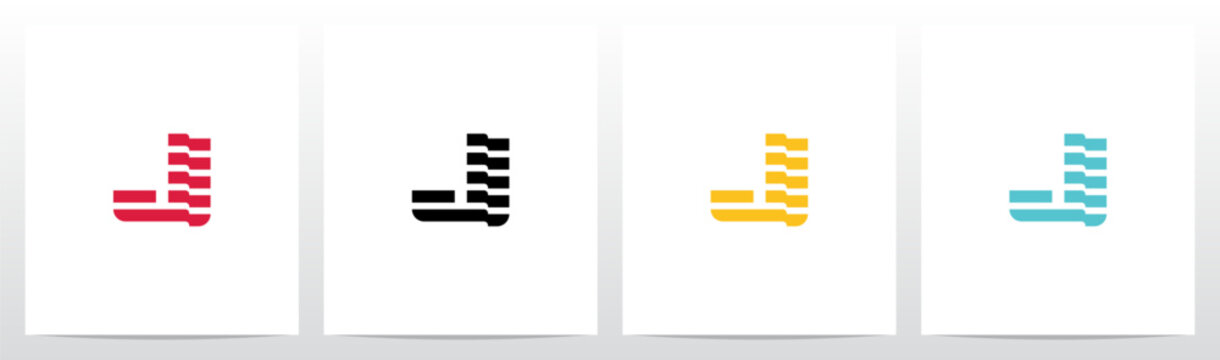 Folded Stripes Letter Logo Design J