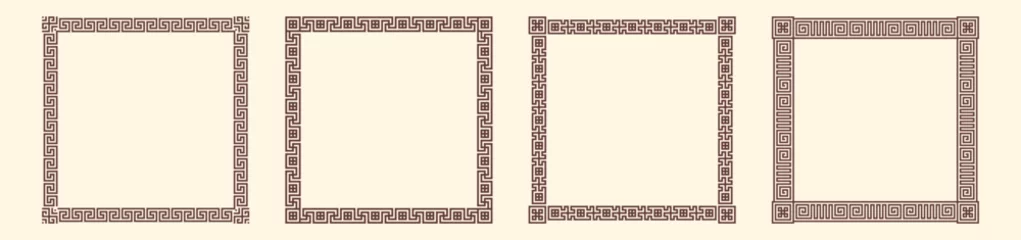 Poster Greek key border, square frames collection. Decorative ancient meander, greece ornamental set with repeated geometric motif. Easy to make rectangle frame. © Elena