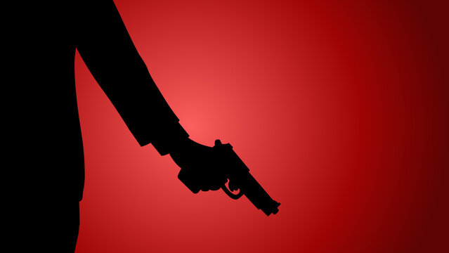 Illustration of man holding pistols