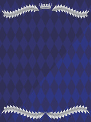 王冠オーナメントとダイヤ模様の背景　縦位置　ブルー＆シルバー - obrazy, fototapety, plakaty