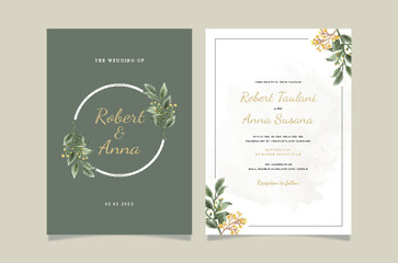 Set of card with green flower rose and leaves. Wedding ornament concept. Floral poster invitation. Vector decorative greeting card or invitation design background