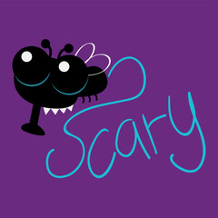 Scary fly flying, Halloween illustration