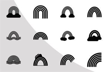 Rainbow Icons Fill, Rainbow Svg, Fill Bundle, Icon Bundle, Pastel Rainbow Svg, Rainbows, Rain Cloud, Svg Cut File,