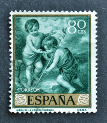 Cancelled postage stamp printed by Spain, that shows Painting 