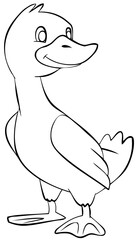 Duck. Element for coloring page. Cartoon style.