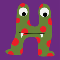 Monster letter H, Halloween alphabet illustration
