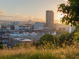 Sheffield skyline at sunset