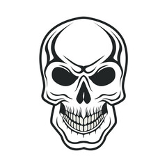 Outline vector skull in black. the skull of the city's modern street style. Isolated on a white background.