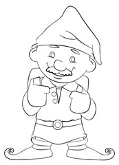 Dwarf. Element for coloring page. Cartoon style.
