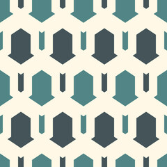 Obraz premium Seamless ethnic vector. Tribal wallpaper. Arrows ornament. Geometrical pattern. Geeometric backdrop. Mosaics motif. Grid background. Digital paper. Textile print. Ethnical design. Abstract image.