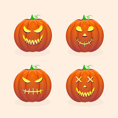 Halloween pumpkins set collection