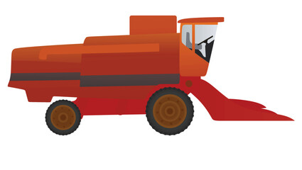 Red farmer combine vehicle. vector illustration