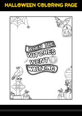 Halloween Quotes Coloring page. Halloween coloring page for kids.