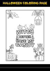 Halloween Quotes Coloring page. Halloween coloring page for kids.
