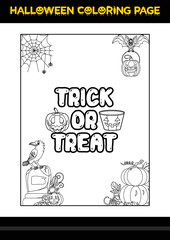 Fototapeta na wymiar Halloween Quotes Coloring page. Halloween coloring page for kids.