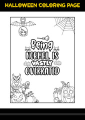 Halloween Quotes Coloring page. Halloween coloring page for kids.