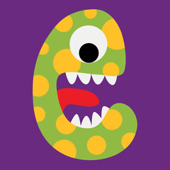 Monster letter E, Halloween alphabet illustration