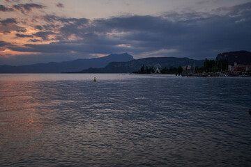 Fototapeta na wymiar Twilight on Lake Garda - July 2022