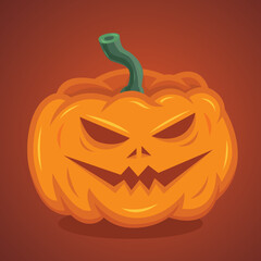 Scary Pumpkin Halloween Trick Or Treat Vector Illustration Concept
