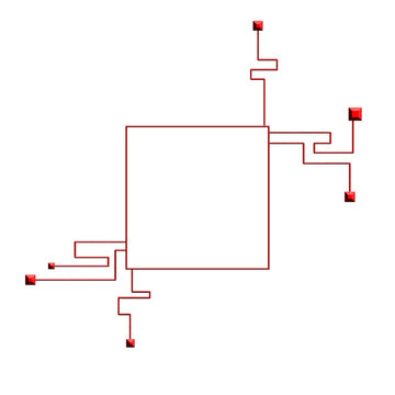 Abstract Red Circuit with Square in Center