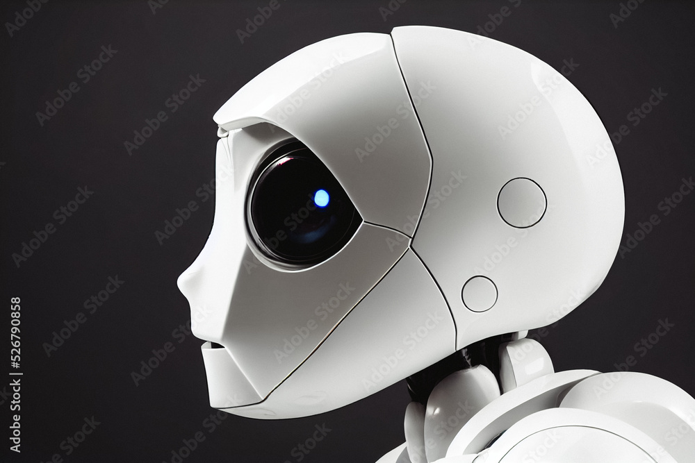 Poster 3d rendering humanoid artificial intelligence robot thinking or analyze