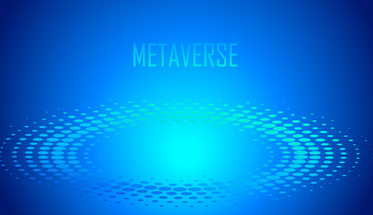 Metaverse virtual reality technology. Digital world map. Abstract blue gradient futuristic background