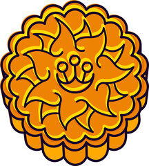 illustration vector set moon cake of Chinese dessert for mid autumn festival, isolated on white background,flat style