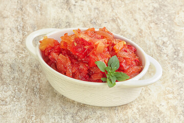 Hungary vegetarian Lecho with vegetables