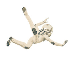 alien astronaut is falling from the sky
