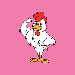 Chicken cartoon rooster rooster mascot. vector