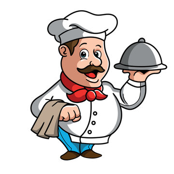 Funny chef mascot design. vector illustration