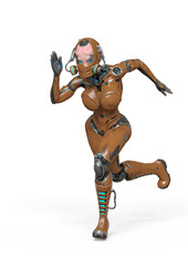 super gynoid is running in action