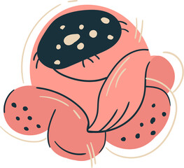 Floral element flower, tropical leaves, abstract geometry