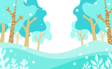 冬の森林イラスト風景素材