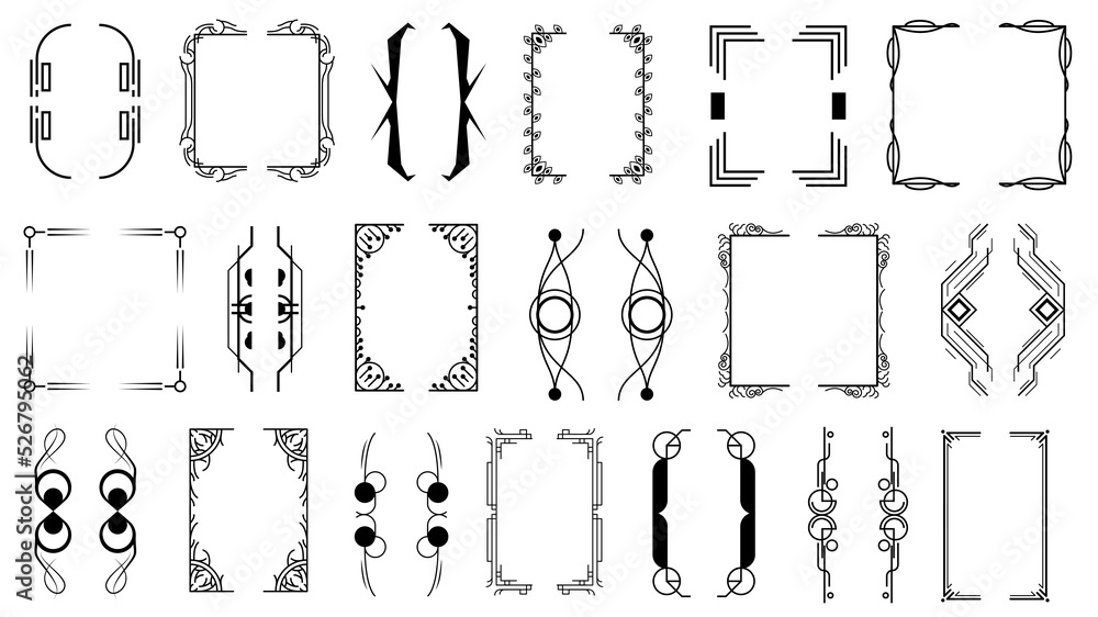 Poster set black simple line collection different doodle brackets, parentheses, braces elements vector desi