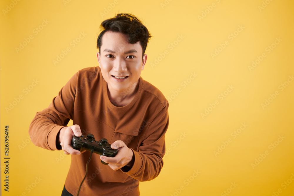 Wall mural Smiling Man Playing Videogame