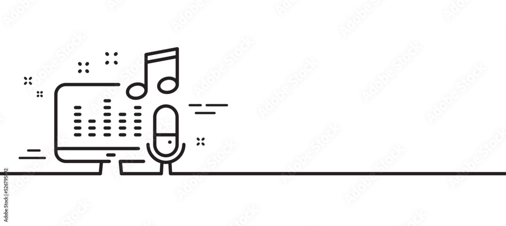 Poster podcast line icon. studio mic sign. voice record microphone symbol. minimal line illustration backgr