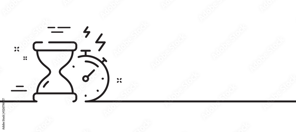 Poster hourglass timer line icon. stopwatch time sign. countdown clock symbol. minimal line illustration ba
