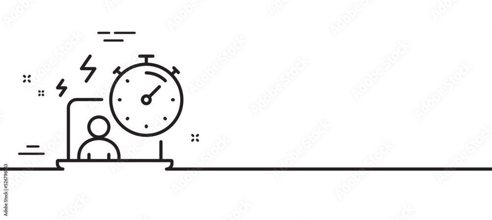 Poster work timer line icon. task stopwatch time sign. online countdown clock symbol. minimal line illustra