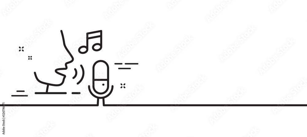 Poster microphone line icon. studio mic sign. voice record device symbol. minimal line illustration backgro