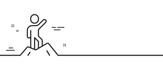 Leadership line icon. Person raised his hand sign. Business skill symbol. Minimal line illustration background. Leadership line icon pattern banner. White web template concept. Vector