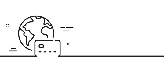 Internet pay line icon. Credit card sign. Non-cash money symbol. Minimal line illustration background. Internet pay line icon pattern banner. White web template concept. Vector