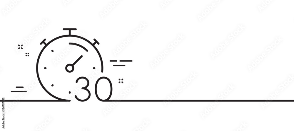 Poster timer 30 minutes line icon. stopwatch time sign. countdown clock symbol. minimal line illustration b