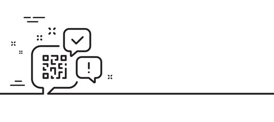 Qr code line icon. Scan barcode sign. Chat speech bubbles symbol. Minimal line illustration background. Qr code line icon pattern banner. White web template concept. Vector
